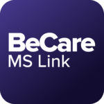BeCare MS Link app logo found in Google Play and the App Store.